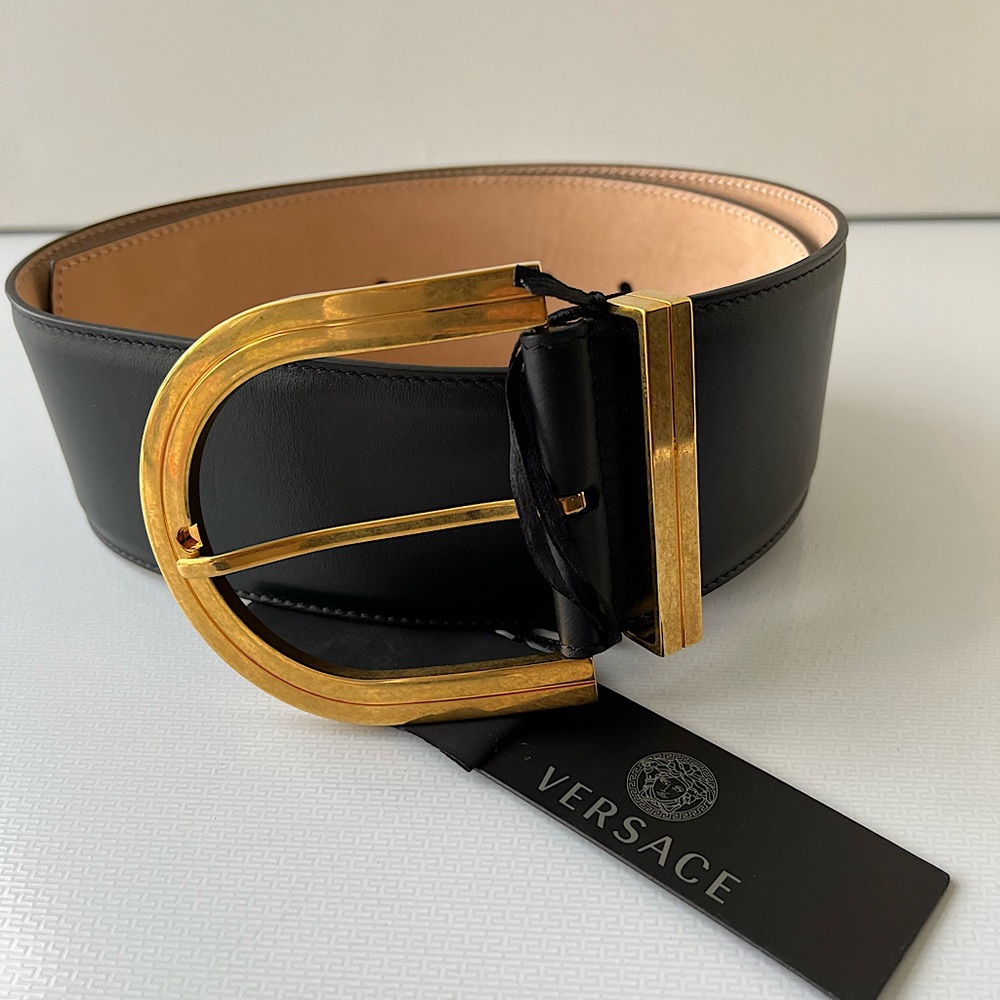 NWT VERSACE Black Leather Belt